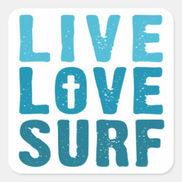 levend-liefde-surf vierkante sticker