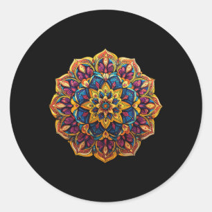 Levend Mandala Zen Bloemmotief voor meditatie Ronde Sticker