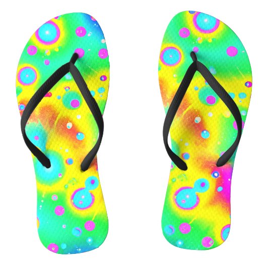 Levend Neon Blaze-patroon Teenslippers (Voetbed)