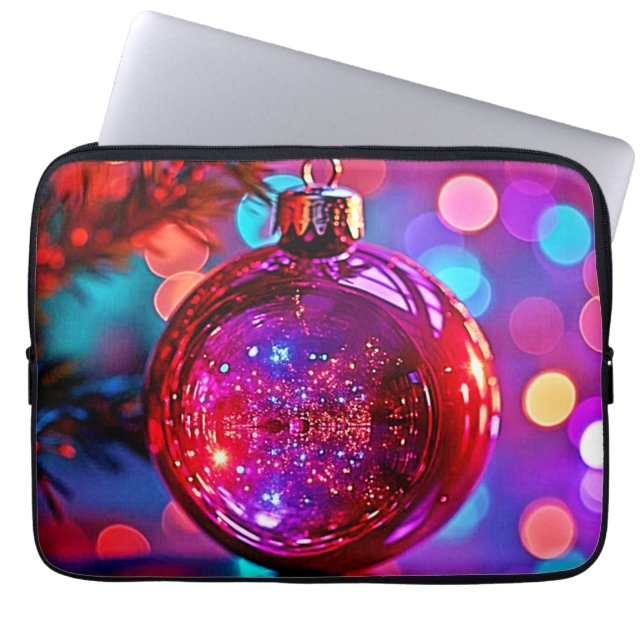 Levend Neon Kerstbal Ontwerp Laptop Sleeve (Voorkant)