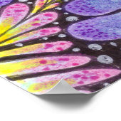 Levend Neon Roze Paarse Abstract Blad Patroon Poster (Hoek)
