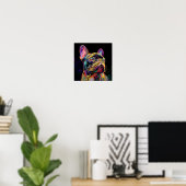 "Levend Neonschilderij Franse Pop Art Portret" Poster (Thuiskantoor)