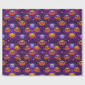 Levend Paars Kosmisch Pompoenpatroon Cadeaupapier (Vlak)
