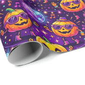 Levend Paars Kosmisch Pompoenpatroon Cadeaupapier (Rol Hoek)