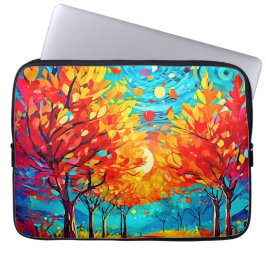 Levend pad door het bos naar de maan laptop sleeve