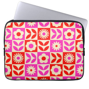 Levend patroon met retro bloemen laptop sleeve
