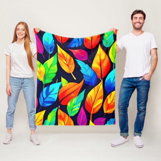 Levend patroon van herfstbladeren fleece deken (In situ)