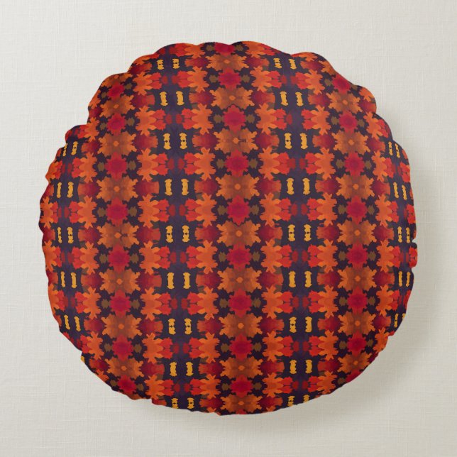 Levend patroon van herfstbladeren rond kussen (Voorkant)