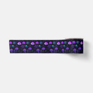 Levend patroon van neon lotusbloemen satijnen lint