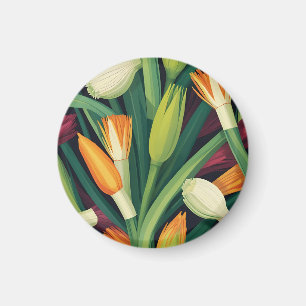 Levend patroon van uienbloemen magneet
