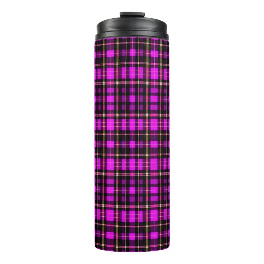 Levend Plaid Schotse Ruit Stof Thermosbeker (Voorkant)