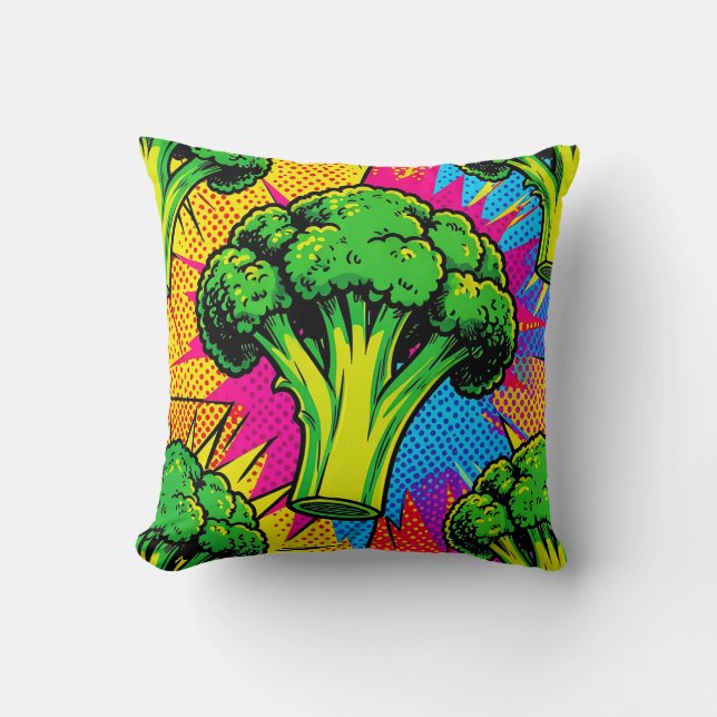 Levend Pop Art Broccoli Patroon Kussen (Voorkant)