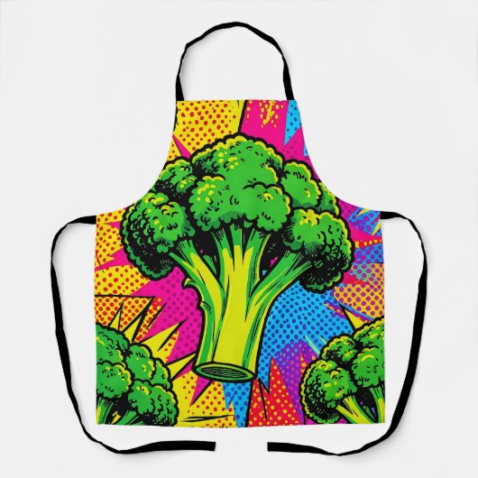 Levend Pop Art Broccoli Patroon Schort (Voorkant)