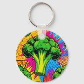 Levend Pop Art Broccoli Patroon Sleutelhanger (Achterkant)