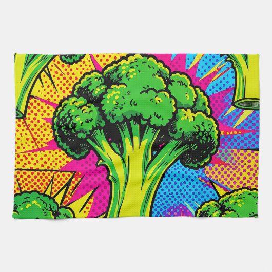 Levend Pop Art Broccoli Patroon Theedoek (Horizontaal)