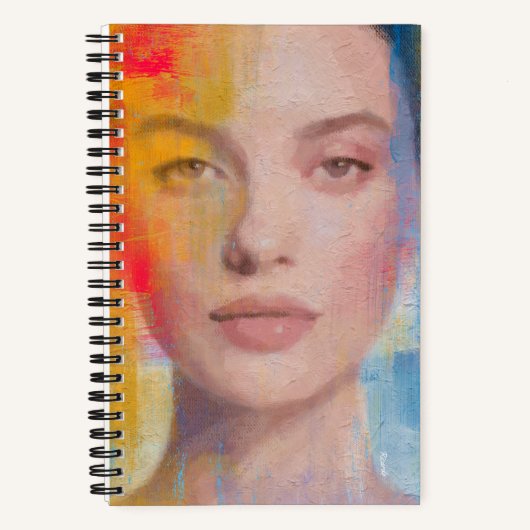 Levend portret met impasto abstract notitieboek (Voorkant)