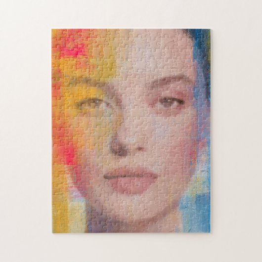 Levend portret met impasto abstracte techniek legpuzzel (Verticaal)