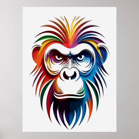 Levend portret van een gelaagde gorilla poster (Voorkant)