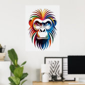 Levend portret van een gelaagde gorilla poster (Thuiskantoor)