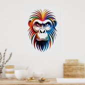 Levend portret van een gelaagde gorilla poster (Keuken)