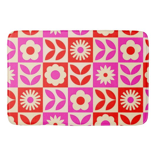 Levend Retro Bloemmotief Badmat (Voorkant)