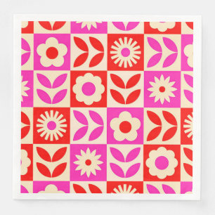 Levend Retro Bloemmotief Tafel Feest Decoratie Set Servet
