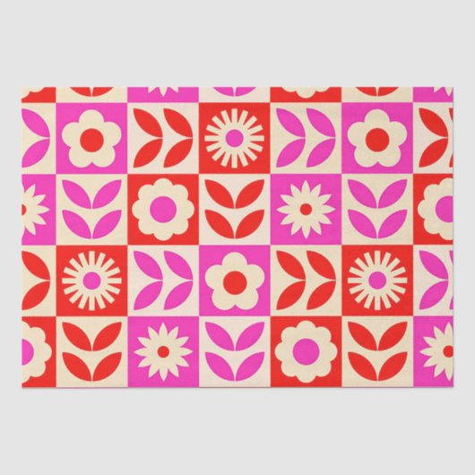 Levend Retro Bloemmotief Tissuepapier (Voorkant)
