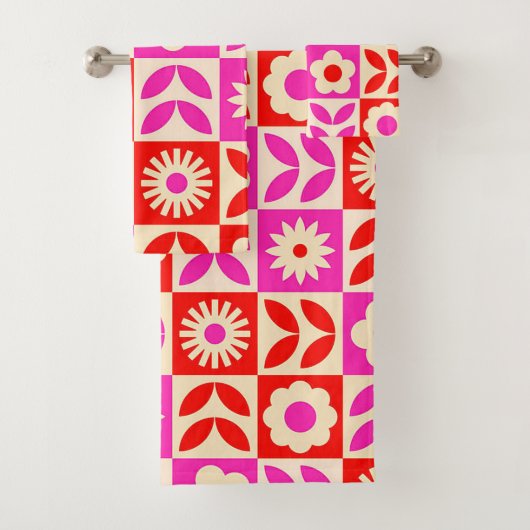 Levend Retro Bloempatroon Bad Handdoek (Insitu)