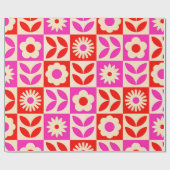 Levend Retro Bloempatroon Cadeaupapier (Vlak)