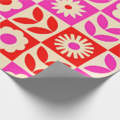 Levend Retro Bloempatroon Cadeaupapier (Hoek)