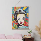 Levend Retro Vrouw Pop Portret Kunst Hangend Wandkleed (Slaapkamer)