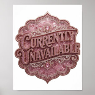 Levend Roze NIET BESCCHIKBAAR Tekst Ontwerp Poster