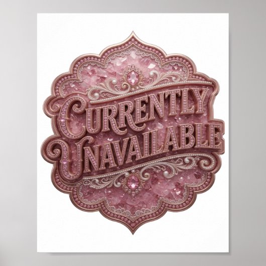 Levend Roze NIET BESCCHIKBAAR Tekst Ontwerp Poster (Voorkant)