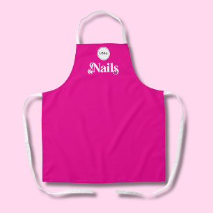 Levend Roze Werknemer Jouw Logo Nagel Tech Salon Schort