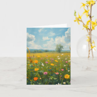 Levend Schilderij van Wilde Bloemen in Olieverf St Kaart