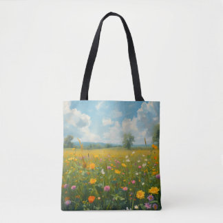 Levend Schilderij van Wilde Bloemen in Olieverf St Tote Bag