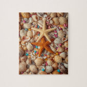 Levend Stilleven van Schelpen op Teal Achtergrond Legpuzzel (Verticaal)