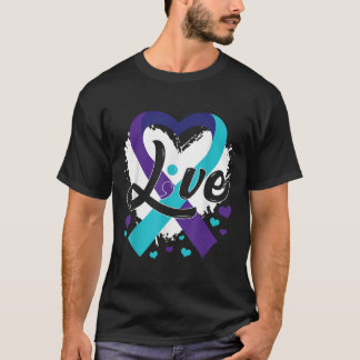 Levend Teal Paars Lint Hart Suïcidepreventie A T-shirt