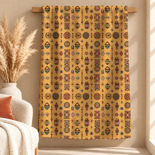 Levend Terracotta Tribal Patroon Worpdeken Fleece Deken