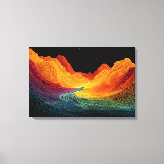 Levend Topografisch Landschap | Surrealistisch Lan Canvas Afdruk (Voorkant)