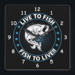 Levend tot Vis, Vissen om te leven Vierkante Klok<br><div class="desc">Dit is een zeer koude, levende vis tot live-wandklok, Perfect voor elke kantoor of man grot.</div>