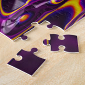 Levend Trippy Paars Geel Groovy Fractale Kunst Legpuzzel (Zijkant)