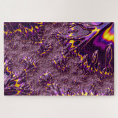 Levend Trippy Paars Geel Groovy Fractale Kunst Legpuzzel (Horizontaal)