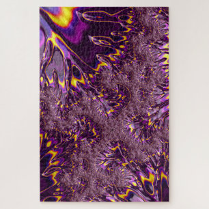 Levend Trippy Paars Geel Groovy Fractale Kunst Legpuzzel