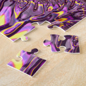Levend Trippy Paars Geel Groovy Fractale Kunst Legpuzzel (Zijkant)