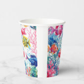 Levend Tropische Vis Waterverf Zee Levenspatroon Papieren Bekers (Rechts)