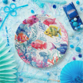 Levend Tropische Vis Waterverf Zee Levenspatroon Papieren Bordje (Feest)
