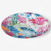 Levend Tropische Vis Waterverf Zee Levenspatroon Papieren Bordje (Gekanteld)