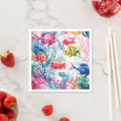 Levend Tropische Vis Waterverf Zee Levenspatroon Servet (Insitu)