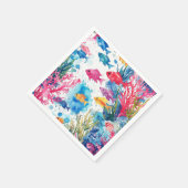 Levend Tropische Vis Waterverf Zee Levenspatroon Servet (Hoek)